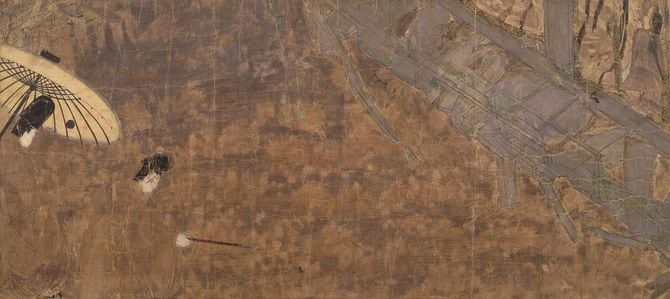 末摘花の邸が荒れ果てている様子。左端が光源氏