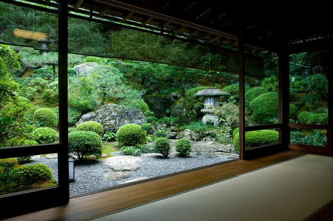 室内から見た日本庭園