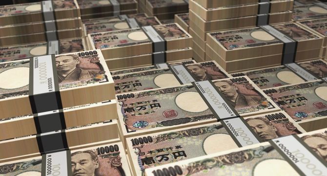 大量の札束の3Dイラスト