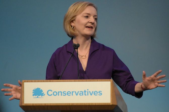 保守党党首選で勝利演説を行うトラス氏（2022年9月5日）