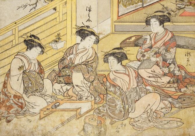 青楼美人合姿鏡　春夏