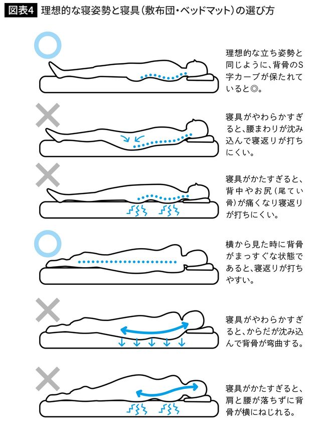 理想的な寝姿勢と寝具(敷布団・ベッドマット)の選び方
