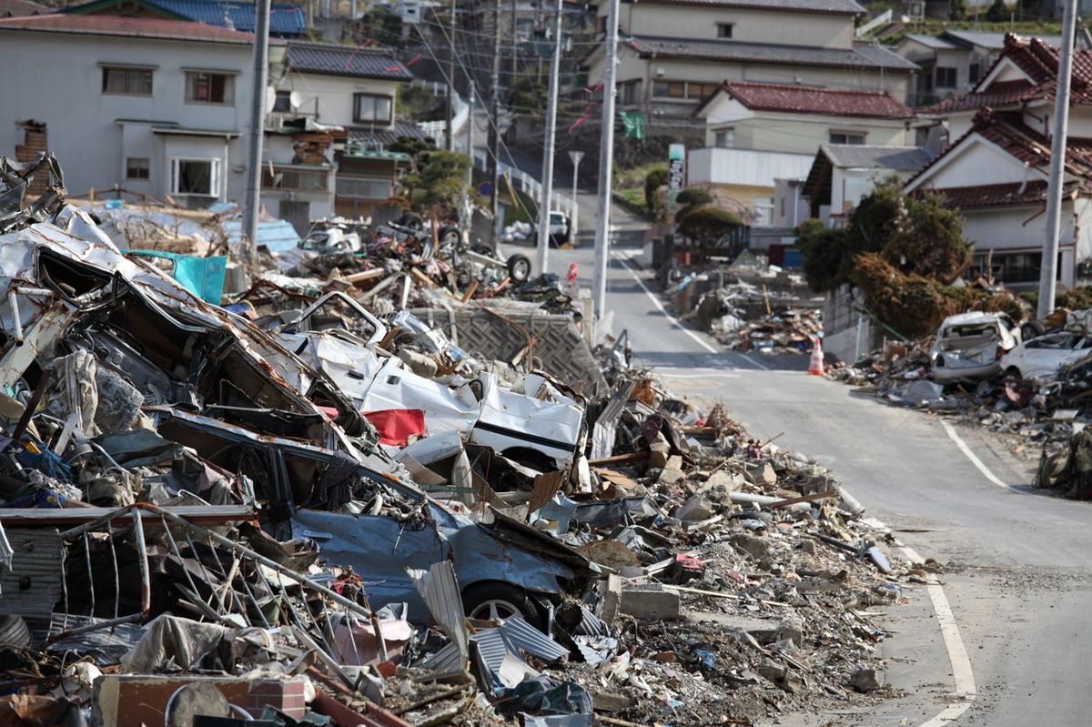 東日本大震災で被害にあった街並み