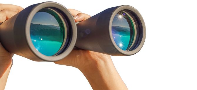 双眼鏡を持つ手