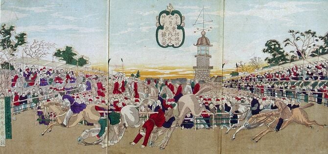 月岡芳年『東京招魂社内外人競馬図』