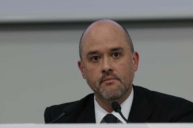 横浜市で行われた日産自動車の決算記者会見でのイヴァン・エスピノーサ代表執行役社長兼最高経営責任者