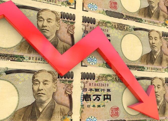 一万円札とグラフ