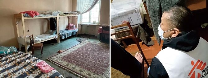 3月26日ドニプロの避難所にて。