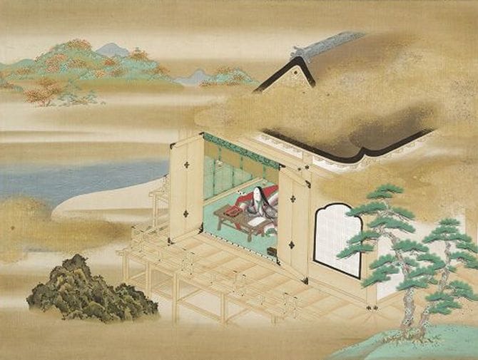 土佐光起作「石山寺紫式部書写風景」