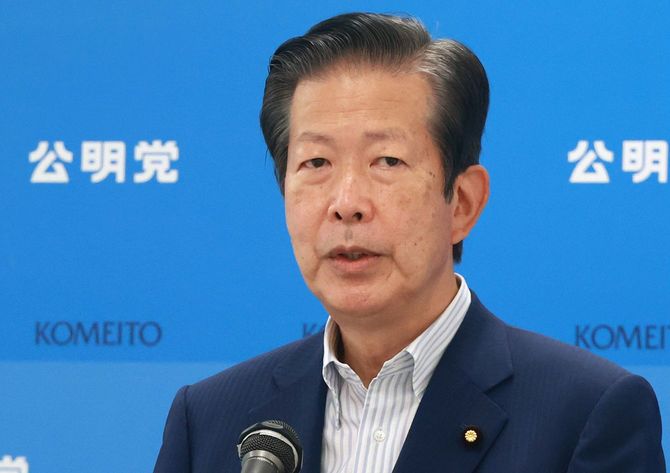 記者会見する公明党の山口那津男代表＝2022年8月23日、衆院議員会館