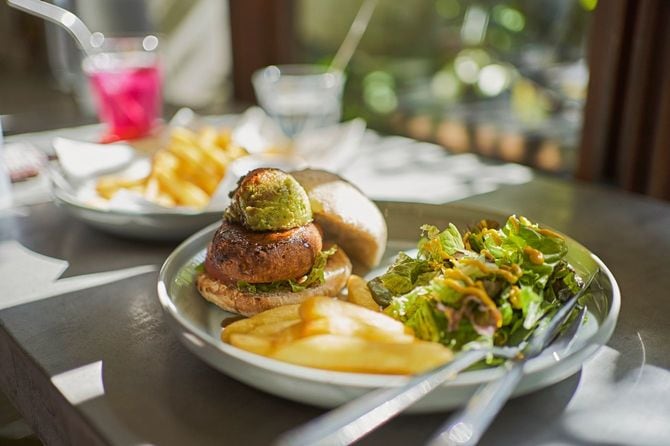 ビーガンカフェでアボカドバーガーのランチ