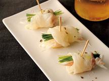 シャープな塩味！ 「真鯛の昆布〆と香味野菜のピンチョス」のレシピ