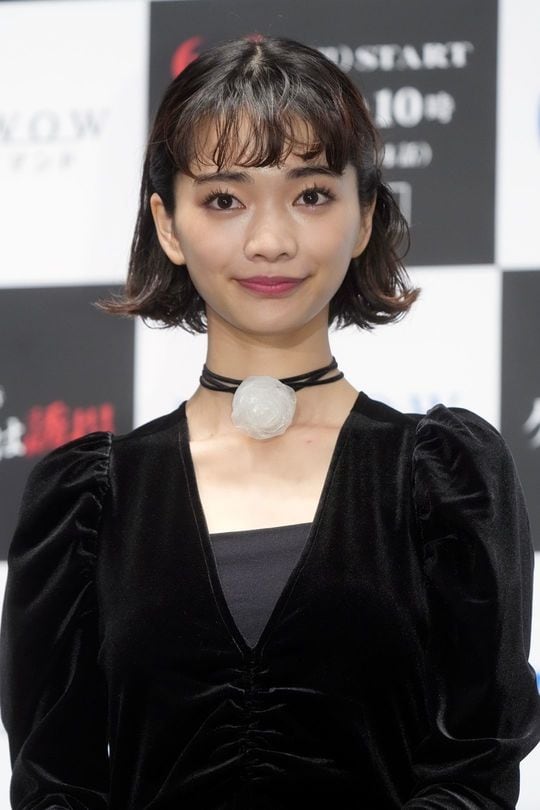 WOWOWの連続ドラマ「ゲームの名は誘拐」の完成披露試写会に登壇した見上愛さん(東京都江東区のユナイテッドシネマ豊洲)