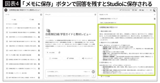 【図表4】「メモに保存」ボタンで回答を残すとStudioに保存される