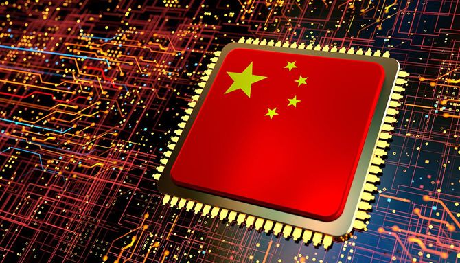 中国の国旗が描かれたCPU