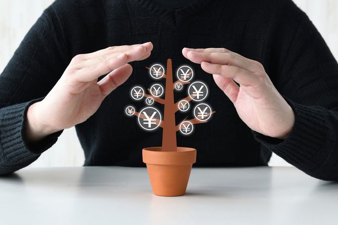 金のなる木を両手で守る