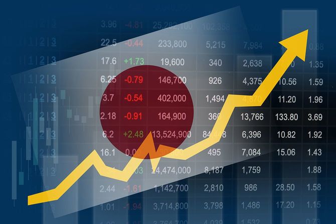 日本の国旗と株価