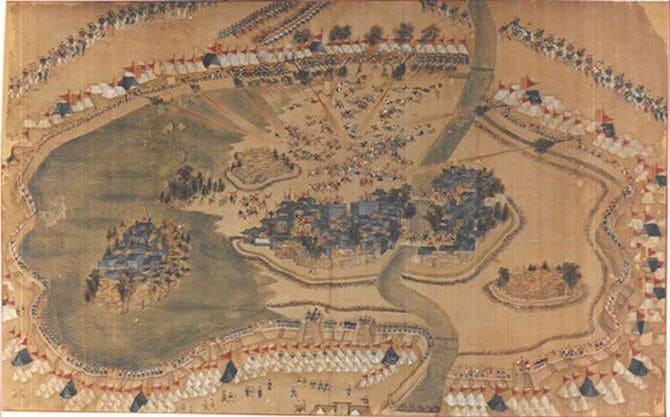 清軍の包囲攻撃を受ける太平天国の北伐軍（ハーバード大学イェンチェン図書館蔵）。