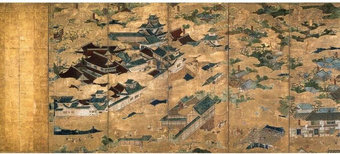 『聚樂第屏風圖』部分(三井記念美術館所蔵)(写真=三井文庫蔵/CC-PD-Mark/Wikimedia Commons)