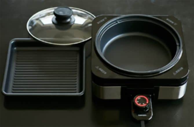 母が活用した一人用ホットプレート。着脱式で鍋と波型プレートを使い分けていた。