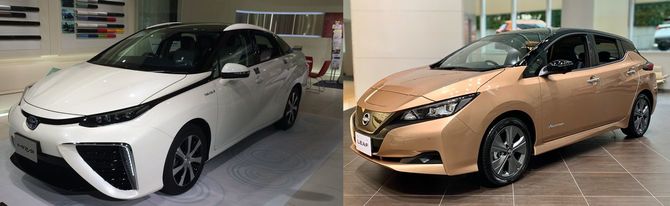 トヨタのMIRAIと日産のリーフ