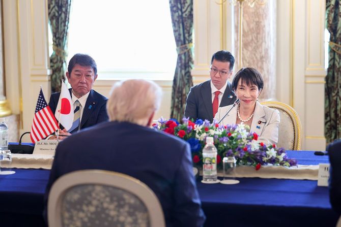 令和7年10月28日、迎賓館赤坂離宮でトランプ大統領と首脳会談を行う高市総理