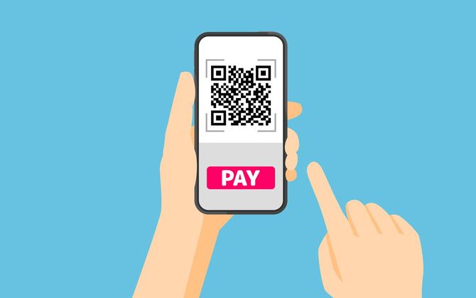 QRコード支払いをする手元のイラスト