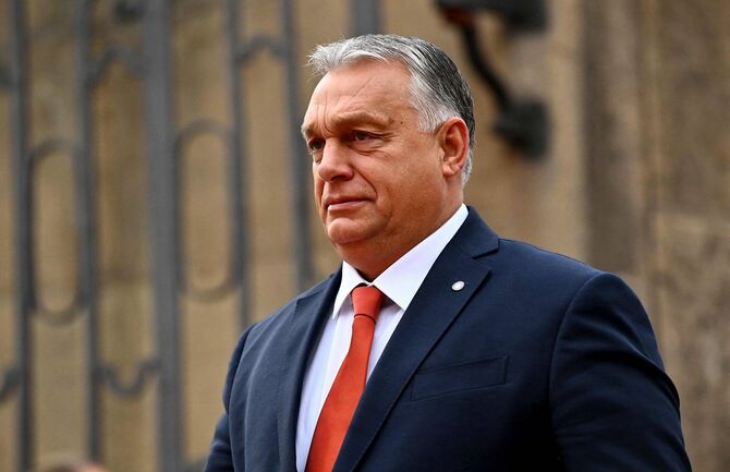 2022年10月7日、チェコのプラハで開催された欧州連合（EU）の非公式首脳会議に出席するハンガリーのオルバーン・ビクトル首相