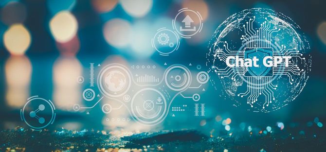 人工知能のイメージとChatGPTの文字