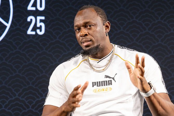 プーマを着用するウサイン・ボルト