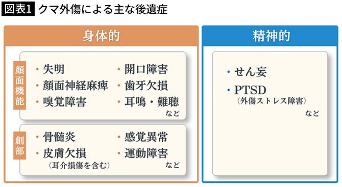 【図表1】クマ外傷による主な後遺症
