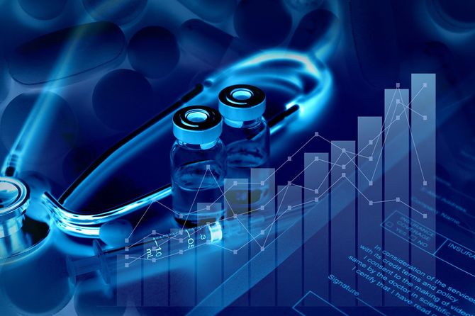 医療概念、医薬品とグラフ