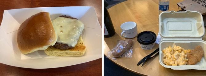 ハンバーガーとスーパーで求めた昼食