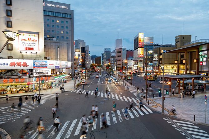 長野の市街地の交差点