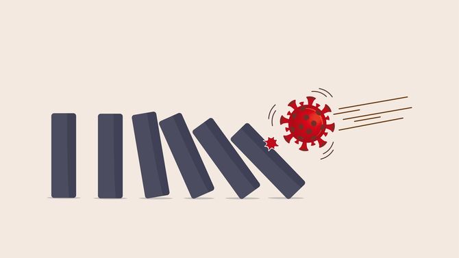 COVID-19危機は金融と世界経済に直撃し、ドミノ倒しをおこしかねない