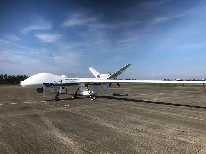【駐機中】シーガーディアンは、海上保安庁か導入した無人機「シーガーディアン」