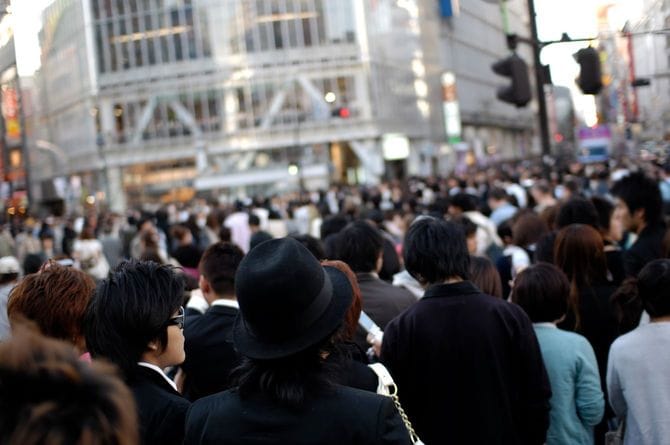渋谷スクランブル交差点をハチ公口からみた風景