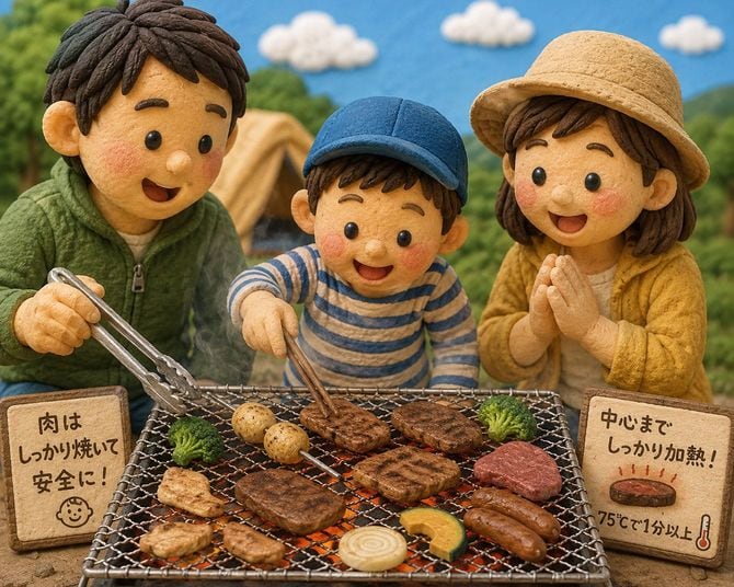 BBQの注意を書いたイラスト