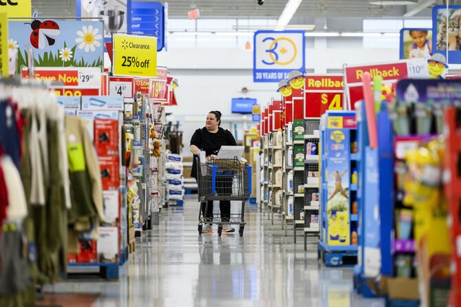 Shoppers at a Walmart in Vaughan, Ontario, during Quiet Hour, a time designated for those wanting to shop in peace, on Wednesday, July 2, 2024.