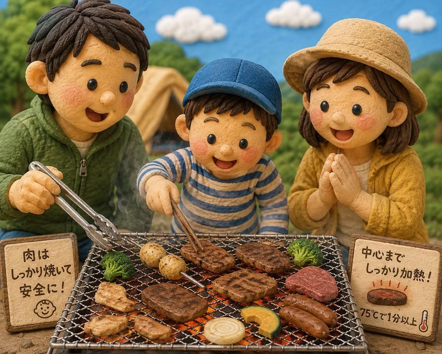 BBQの注意を書いたイラスト