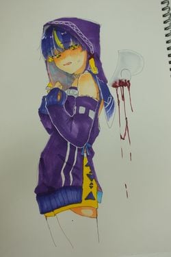 晶さんの作品の例。南雲玲生さんは「小学生時代に比べて、色の種類が増えている」という。（撮影＝笹井恵里子）