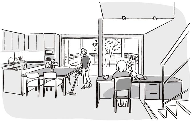 スタディコーナーを併設したLDK