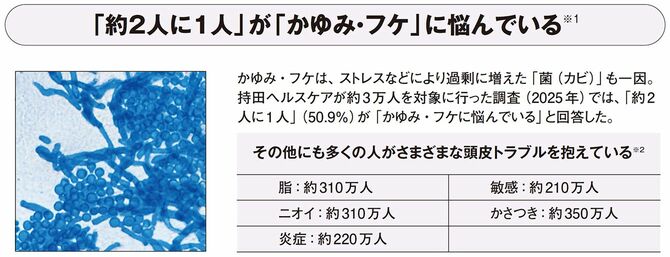 【図表1】「約2人に1人」が「かゆみ・フケ」に悩んでいる