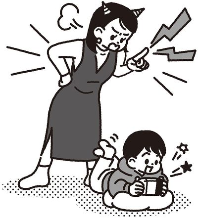 子供を叱る母親