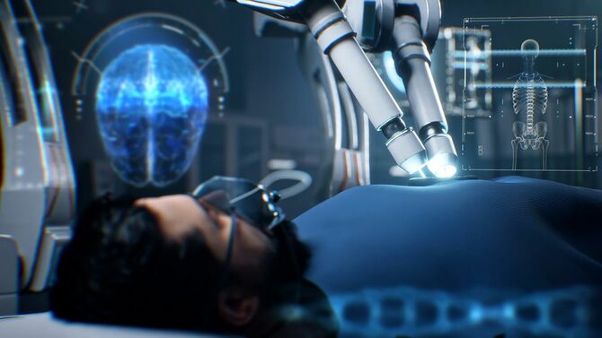 ロボットアームと人工知能による手術