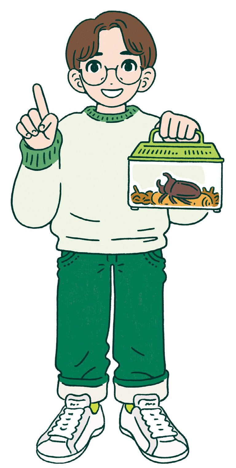 カブトムシを持った男の子