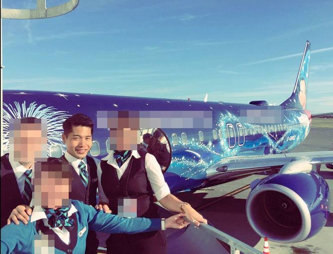 乗務中の筆者（後列左から2番目）