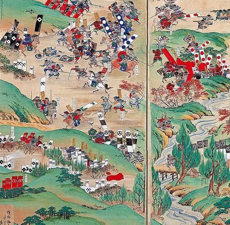 狩野貞信作、彦根城本「関ヶ原合戦屏風」（部分）