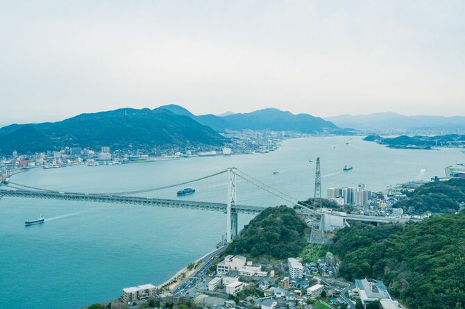 山口県樋山公園から見た関門海峡