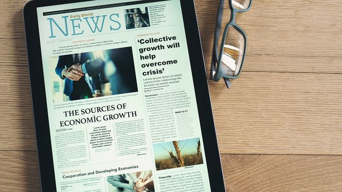 デジタルタブレットのニュースページ